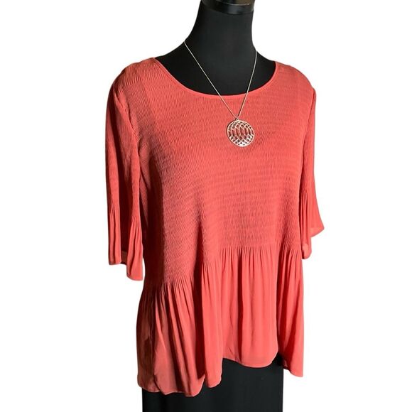 Textured Top with Cami in Coral by Pleione, Size Small - Picture 4 of 8
